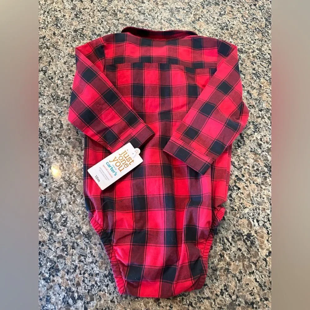 Carter’s Buffalo Plaid Onsie size 18 months NWT